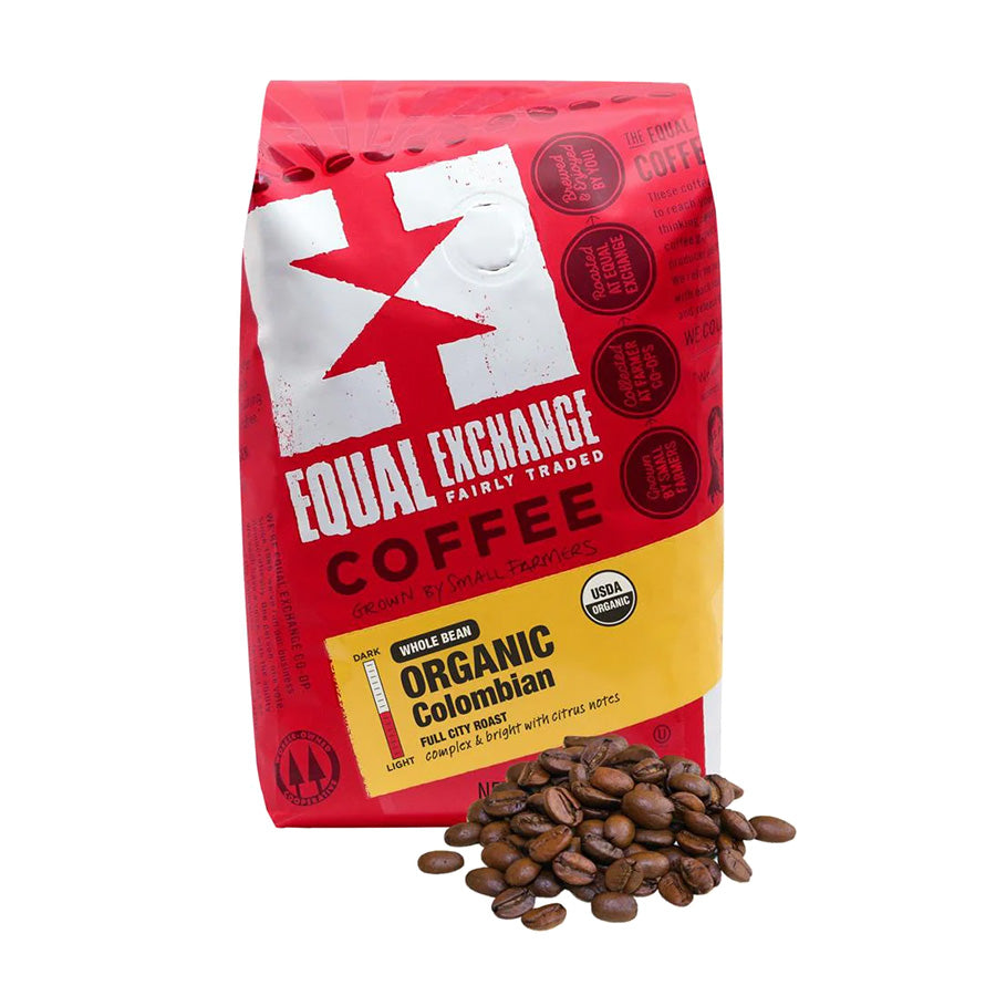 EQUAL EXCHANGE - ORGANIC COLOMBIAN WHOLE BEAN COFFEE (12 OZ BAG)
