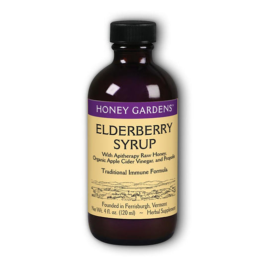 HONEY GARDENS - ELDERBERRY + RAW HONEY SYRUP (4 FL OZ BOTTLE)