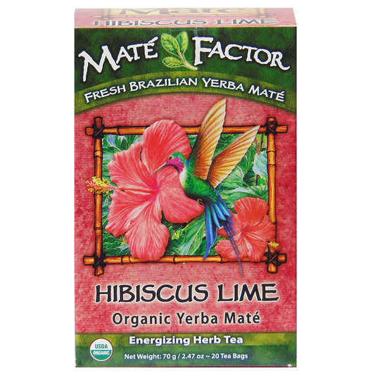 MATE FACTOR - HIBISCUS LIME YERBA MATE TEA (20 TEA BAGS, 2.47 OZ)