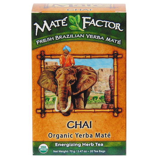 MATE FACTOR - CHAI YERBA MATE TEA (20 TEA BAGS, 2.47 OZ)