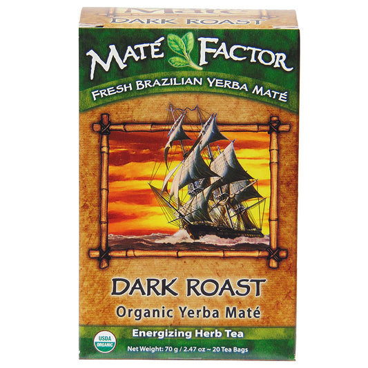 MATE FACTOR - DARK ROAST YERBA MATE TEA (20 TEA BAGS, 2.47 OZ)
