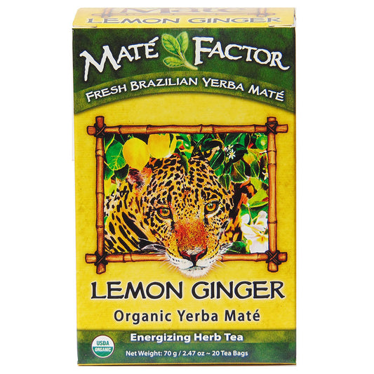 MATE FACTOR - LEMON GINGER YERBA MATE TEA (20 TEA BAGS, 2.47 OZ)