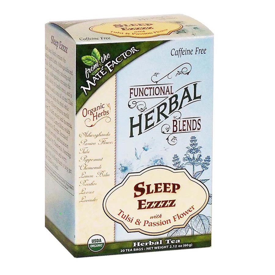 MATE FACTOR - ORGANIC SLEEP EZZZ WITH TULSI AND PASSION FLOWER TEA (20 TEA BAGS, 2.12 OZ)