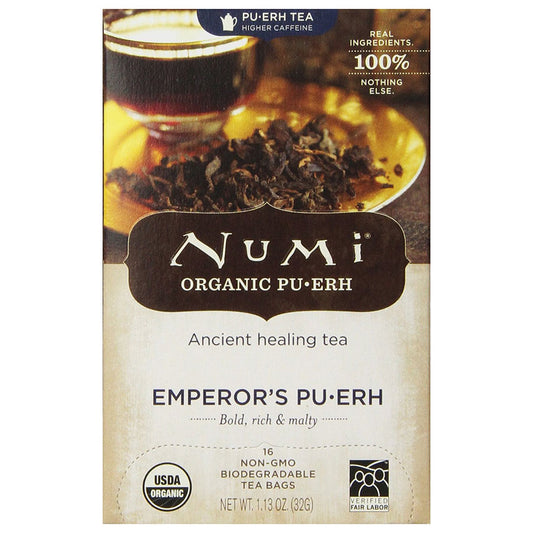 NUMI ORGANIC TEA - EMPEROR'S PUERH BLACK TEA (16 TEA BAGS, 1.13 OZ)