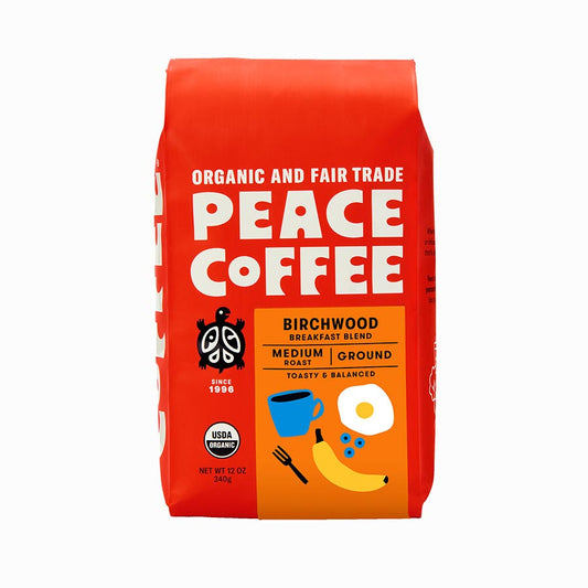 PEACE COFFEE - GROUND BIRCHWOOD BREAKFAST BLEND (12 OZ)