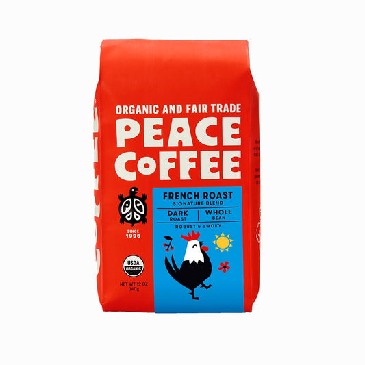 PEACE COFFEE - WHOLE BEAN FRENCH ROAST SIGNATURE BLEND (12 OZ)