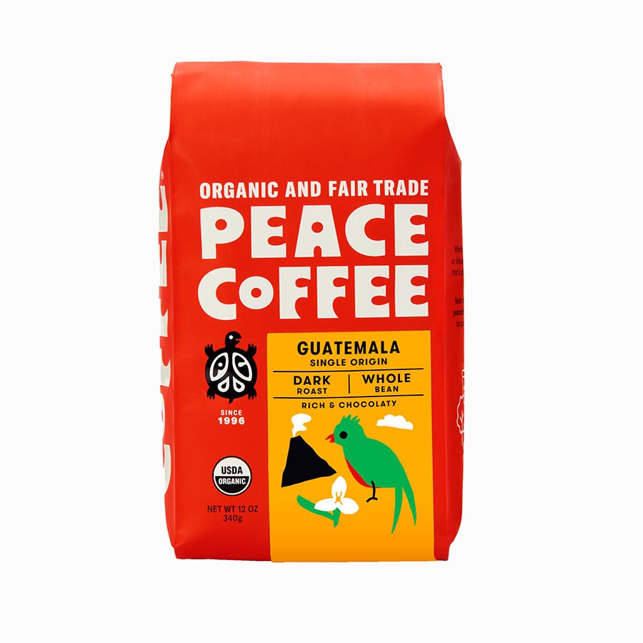 PEACE COFFEE - WHOLE BEAN GUATEMALA DARK ROAST (12 OZ)