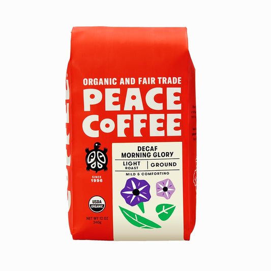 PEACE COFFEE - GROUND DECAF MORNING GLORY BLEND (12 OZ)