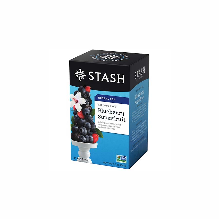 STASH TEA - BLUEBERRY SUPERFRUIT HERBAL TEA (20 TEA BAGS, 1.3 OZ)