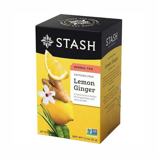 STASH TEA - LEMON GINGER HERBAL TEA (20 TEA BAGS, 1.1 OZ)