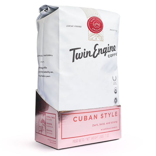 TWIN ENGINE COFFEE - ORGANIC CUBAN STYLE WHOLE BEAN COFFEE (7 OZ BAG, DARK ROAST)