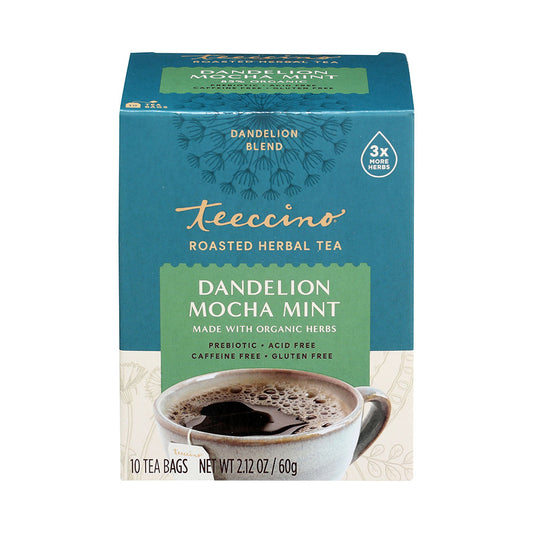 TEECCINO - DANDELION MOCHA MINT CHICORY HERBAL TEA (10 TEA BAGS, 2.12 OZ)