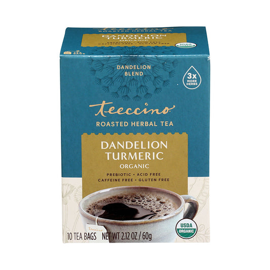 TEECCINO - DANDELION TURMERIC CHICORY HERBAL TEA (10 TEA BAGS, 2.12 OZ)
