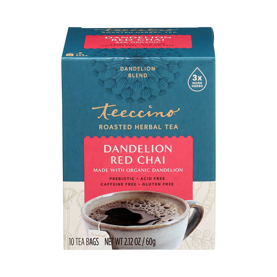 TEECCINO - DANDELION RED CHAI CHICORY HERBAL TEA (10 TEA BAGS, 2.12 OZ)