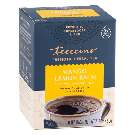 TEECCINO - MANGO LEMON BALM PROBIOTIC TEA (10 TEA BAGS, 2.12 OZ)