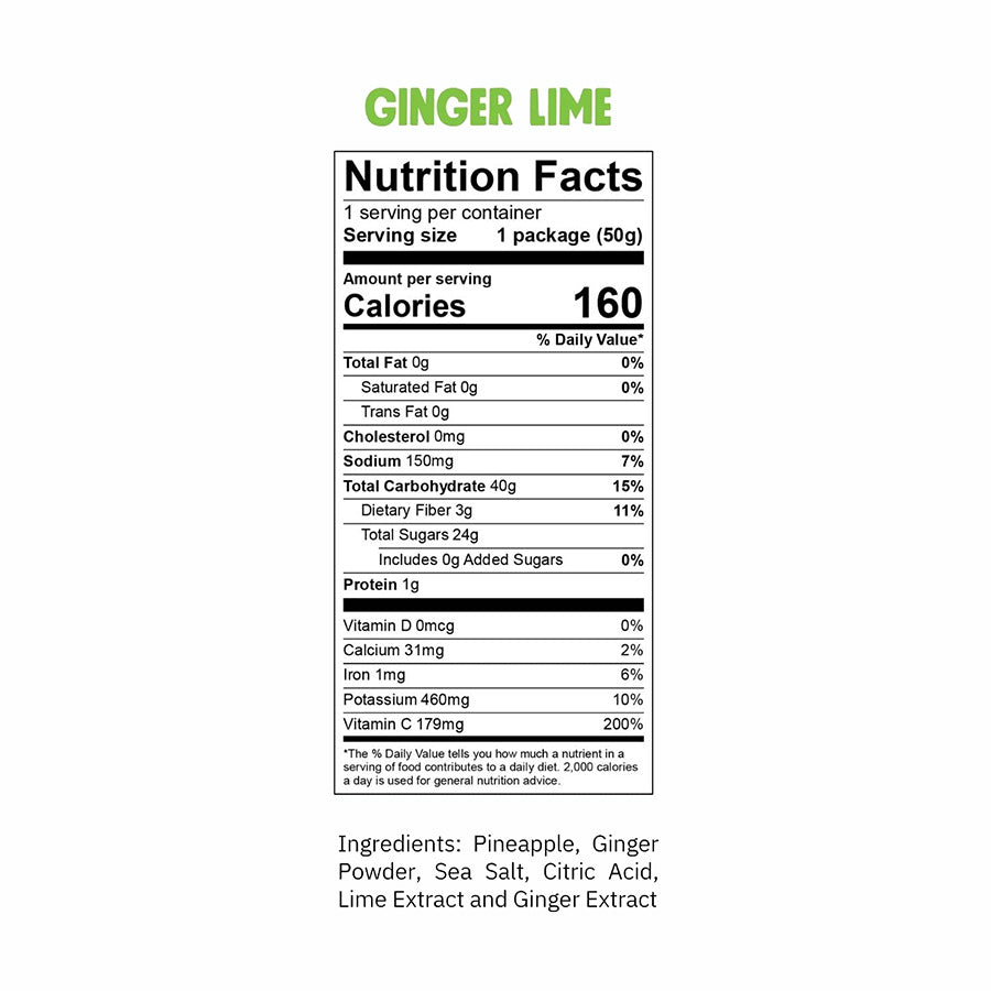 CRISPY GREEN - PINA PICANTE GINGER LIME FREEZE-DRIED FRUIT (1.76 OZ POUCH)