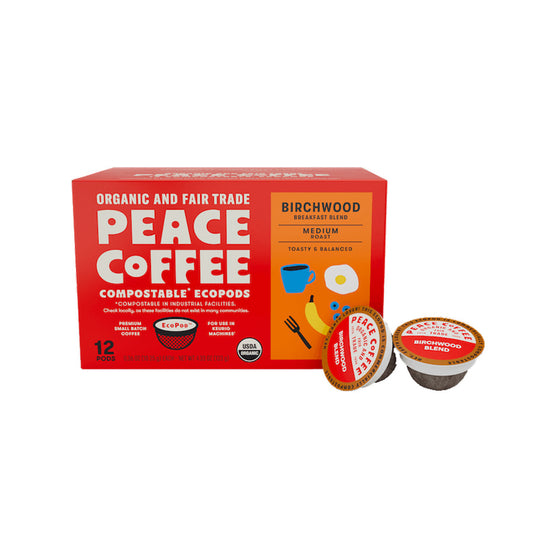 PEACE COFFEE - BIRCHWOOD BREAKFAST BLEND ECOPODS (12 PODS)