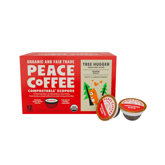 PEACE COFFEE - TREE HUGGER SIGNATURE BLEND ECOPODS (12 PODS)