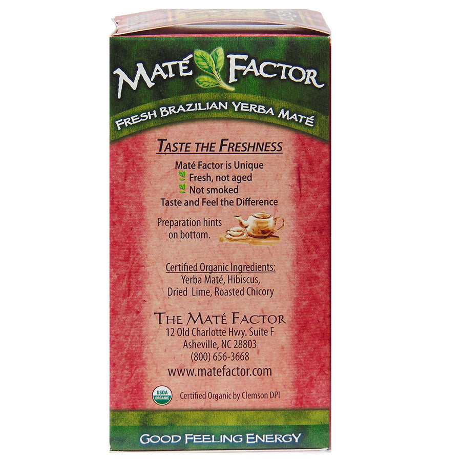 MATE FACTOR - HIBISCUS LIME YERBA MATE TEA (20 TEA BAGS, 2.47 OZ)