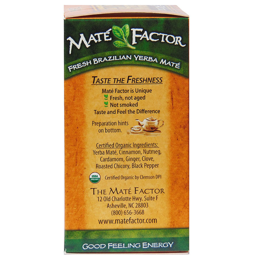 MATE FACTOR - CHAI YERBA MATE TEA (20 TEA BAGS, 2.47 OZ)