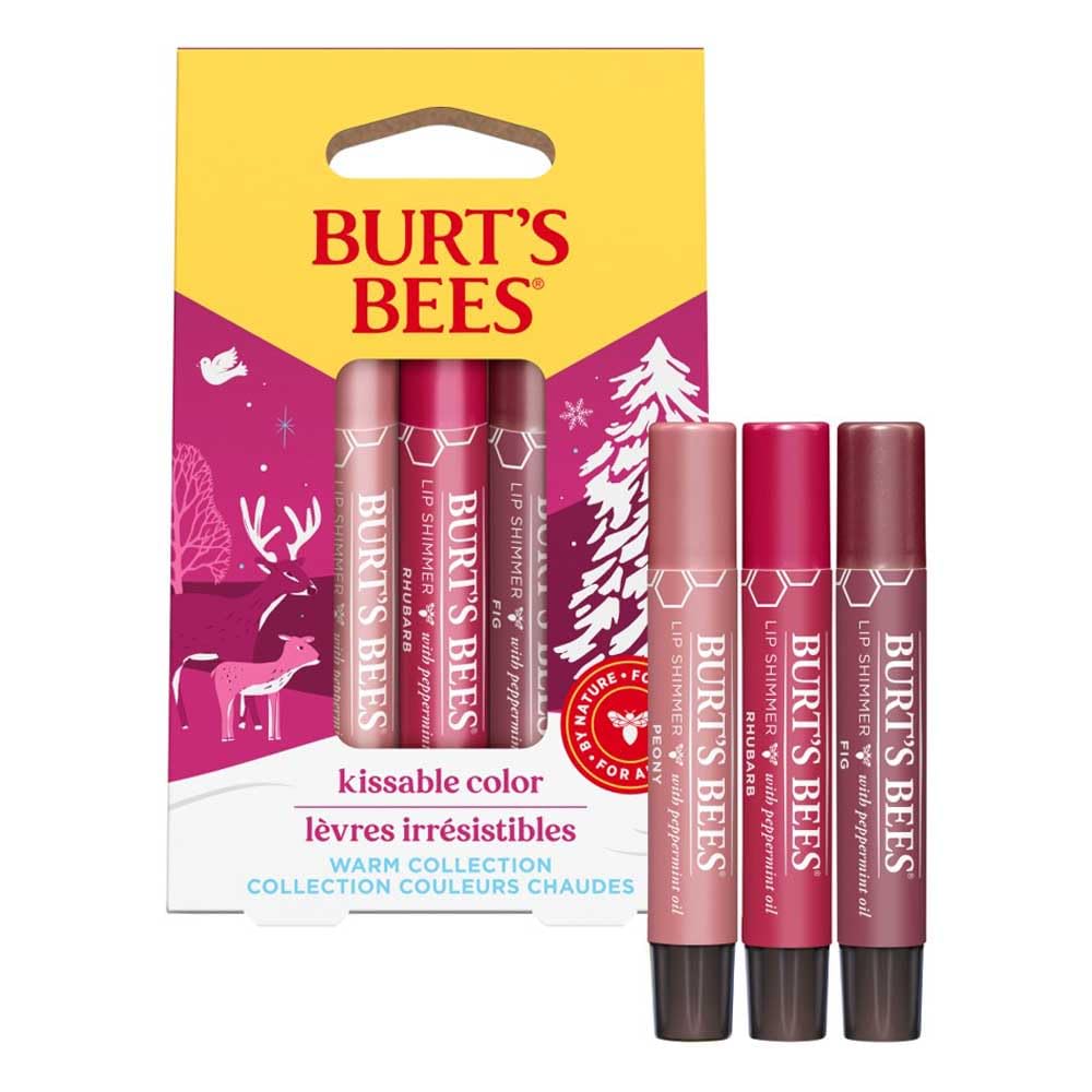 BURT'S BEES HOLIDAY KISSABLE COLOR WARM COLLECTION GIFT SET (3 LIP SHIMMERS)