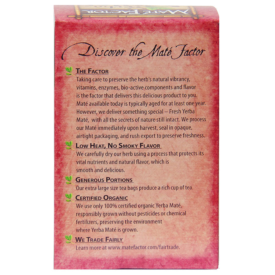 MATE FACTOR - HIBISCUS LIME YERBA MATE TEA (20 TEA BAGS, 2.47 OZ)