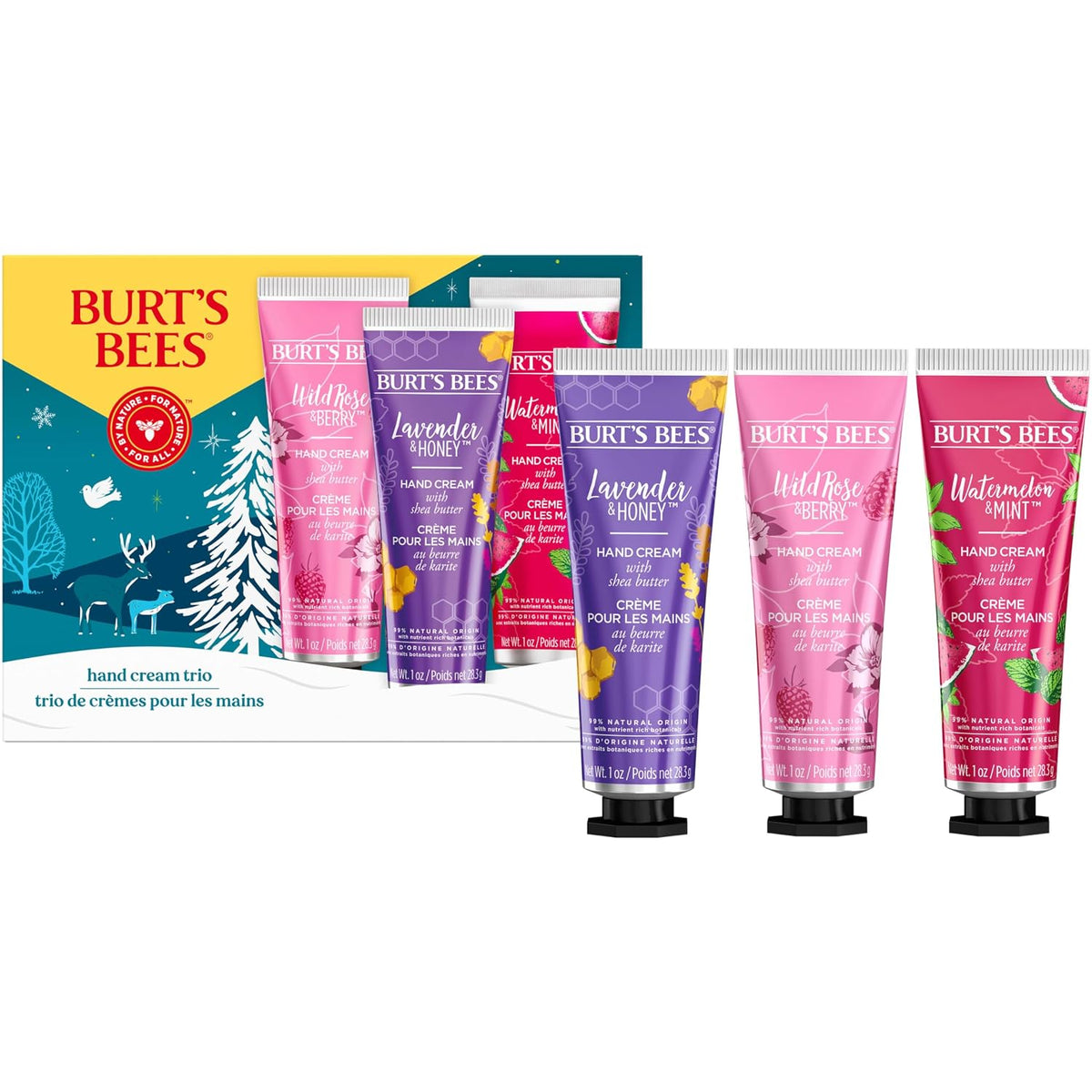 Burt's Bees Holiday Hand Cream Trio - Wild Rose, Lavendar, Watermelon (3 - 1.0 oz Tubes)