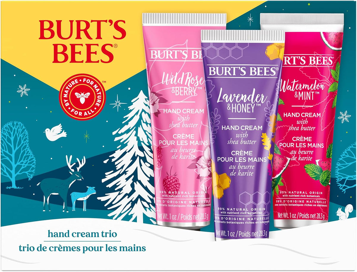 Burt's Bees Holiday Hand Cream Trio - Wild Rose, Lavendar, Watermelon (3 - 1.0 oz Tubes)
