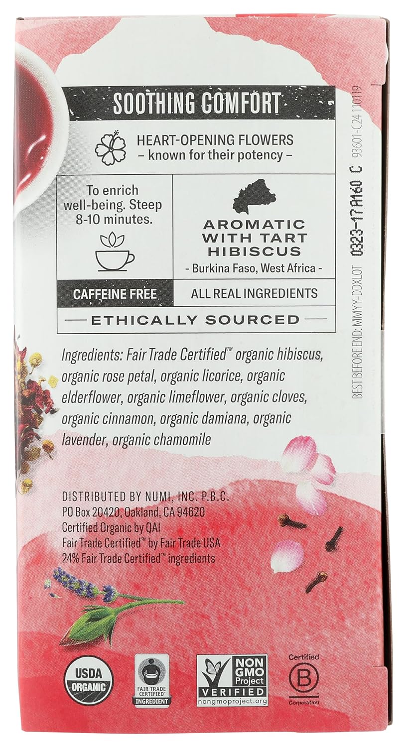 NUMI ORGANIC TEA - EMBRACE HIBISCUS ORGANIC HOLISTIC TEA (16 TEA BAGS, 1.41 OZ)