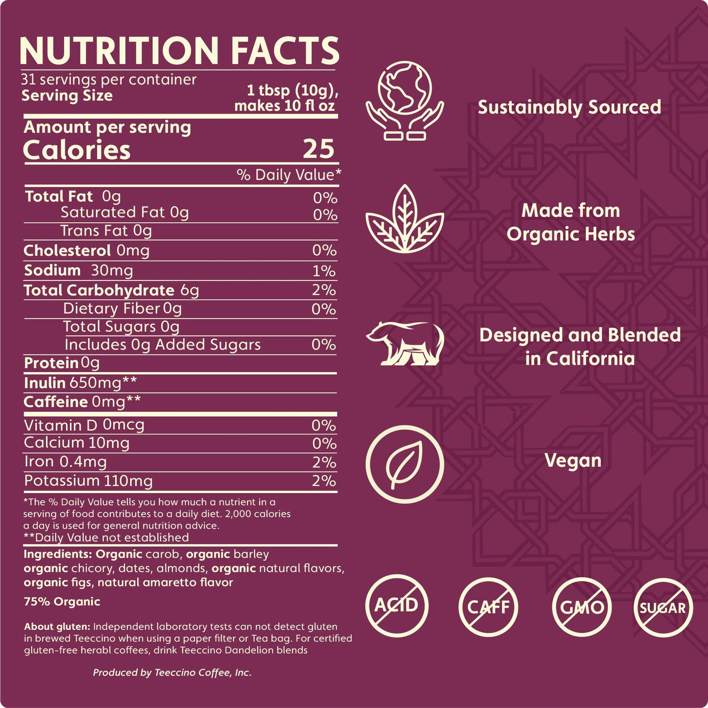 Almond Amaretto Chicory Herbal Coffee