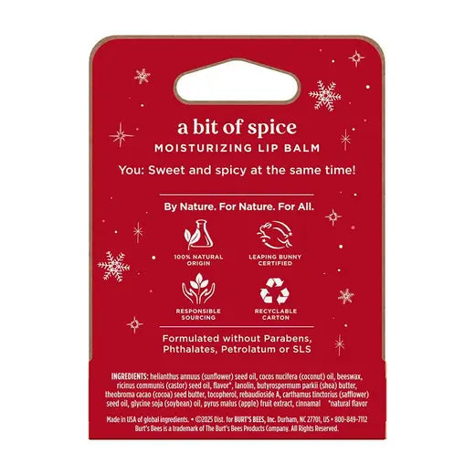 BURT'S BEES HOLIDAY SPICE LIP BALM (0.15 OZ TUBE)