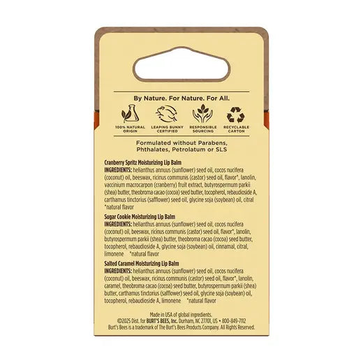 BURT'S BEES HOLIDAY COZY SEASON LIP BALM GIFT SET (3 x 0.15 OZ TUBES)