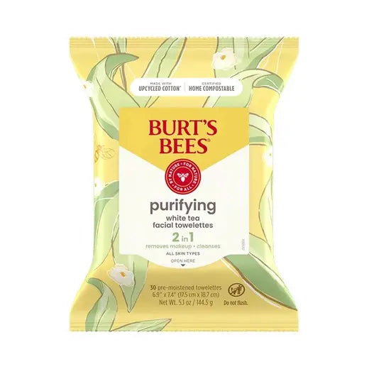 BURT'S BEES FACIAL CLEANSING TOWELETTES WITH WHITE TEA EXTRACT (30 COUNT)