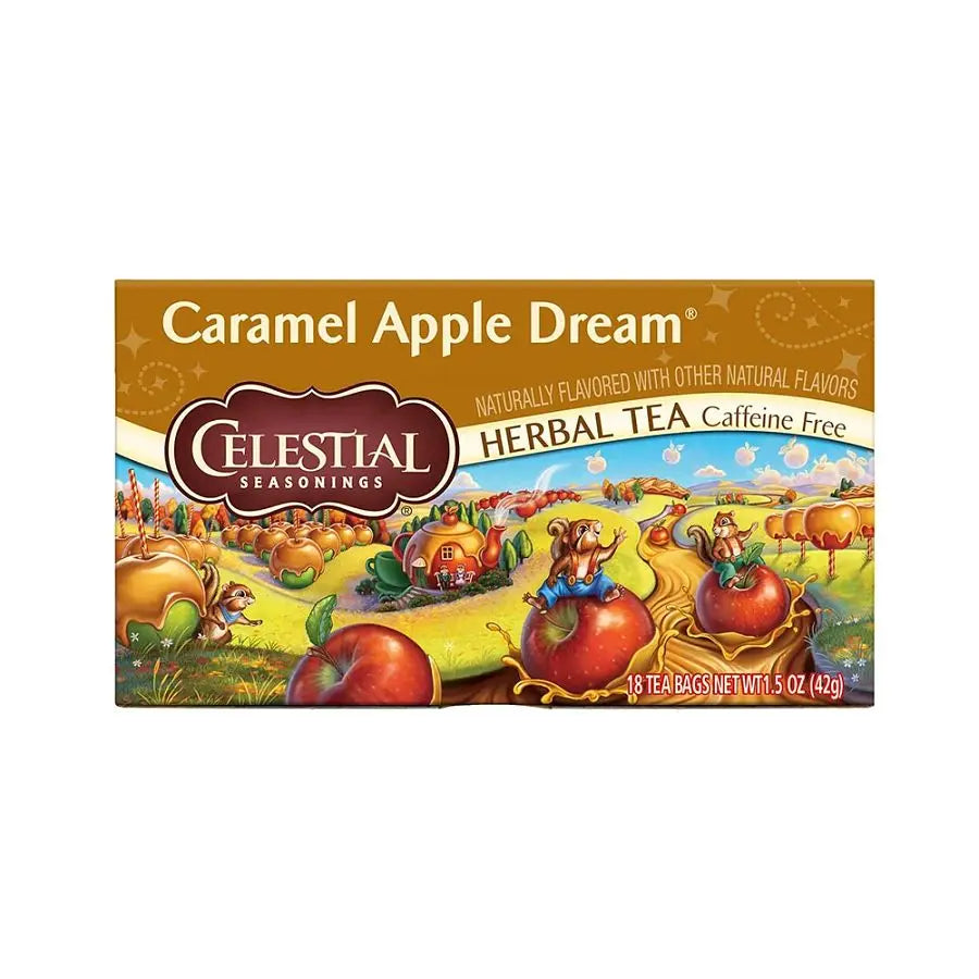 CELESTIAL SEASONINGS - CARAMEL APPLE DREAM HOLIDAY HERBAL TEA (18 TEA BAGS, 1.5 OZ)