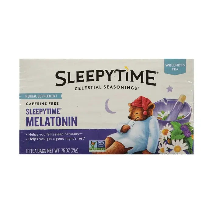 CELESTIAL SEASONINGS - SLEEPYTIME MELATONIN HERBAL TEA (18 TEA BAGS, 0.75 OZ)