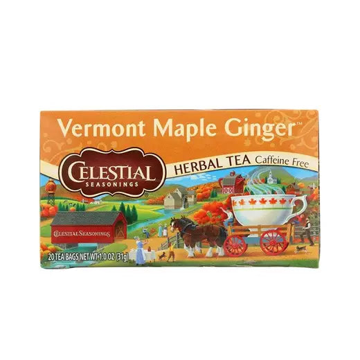 CELESTIAL SEASONINGS - VERMONT MAPLE GINGER HOLIDAY HERBAL TEA (20 TEA BAGS, 1.0 OZ)