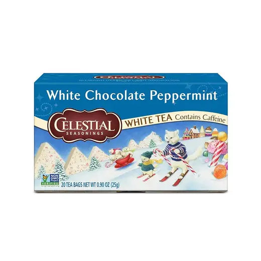 CELESTIAL SEASONINGS - WHITE CHOCOLATE PEPPERMINT HOLIDAY WHITE TEA (20 TEA BAGS, 0.9 OZ)