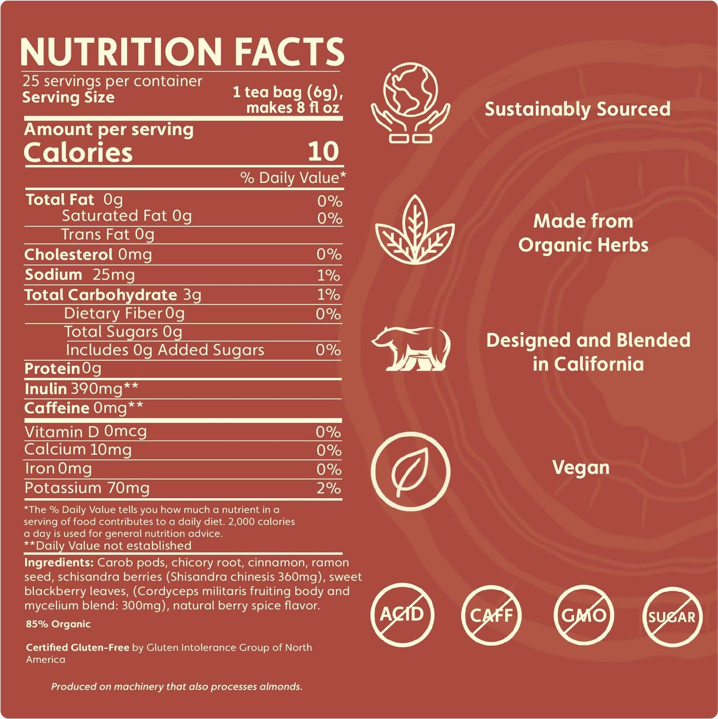 Cordyceps Schisandra Cinnamon Berry Mushroom Herbal Tea