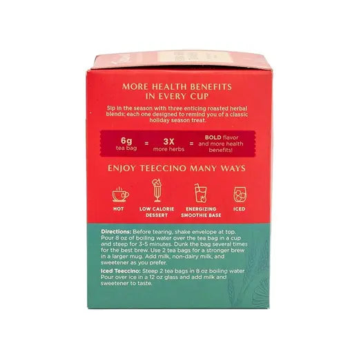 TEECCINO - HOLIDAY HERBAL TEA SAMLER (12 TEA BAGS, 2.54 OZ)