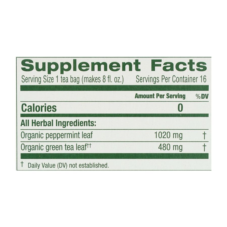 TRADITIONAL MEDICINALS - ORGANIC GREEN PEPPERMINT TEA (16 TEA BAGS, 0.85 OZ)