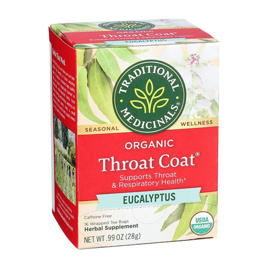 TRADITIONAL MEDICINALS - ORGANIC THROAT COAT EUCALY TEA (16 TEA BAGS, 0.99 OZ)