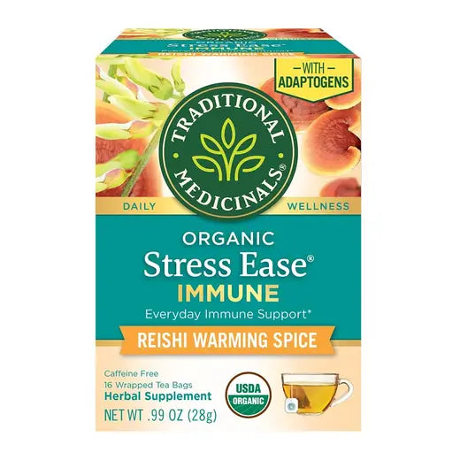 TRADITIONAL MEDICINALS - ORGANIC REISHI WARMING SPICE STRESS EASE TEA (16 TEA BAGS, 0.99 OZ)