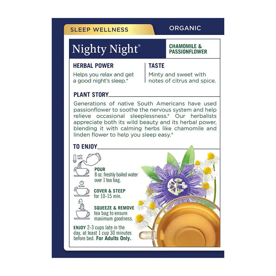 TRADITIONAL MEDICINALS - ORGANIC NIGHTY NIGHT TEA (16 TEA BAGS, 0.85 OZ)