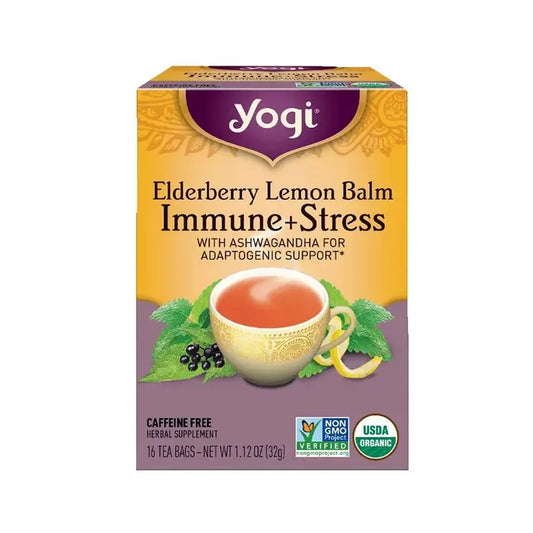 YOGI TEA - ORGANIC ELDERBERRY LEMON BALM IMMUNE & STRESS TEA (16 TEA BAGS, 1.12 OZ)