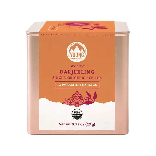 YOUNG MOUNTAIN TEA - ORGANIC DARJEELING BLACK TEA (12 PYRAMID TEA BAGS, 0.95 OZ)