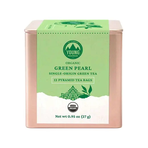 YOUNG MOUNTAIN TEA - ORGANIC GREEN PEARL GREEN TEA (12 PYRAMID TEA BAGS, 0.95 OZ)