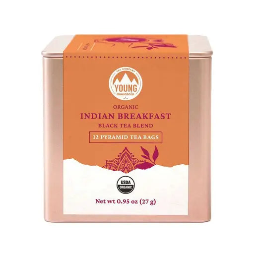 YOUNG MOUNTAIN TEA - ORGANIC INDIAN BREAKFAST BLACK TEA (12 PYRAMID TEA BAGS, 0.95 OZ)