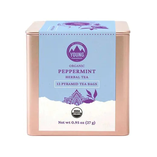 YOUNG MOUNTAIN TEA - ORGANIC PEPPERMINT HERBAL TEA (12 PYRAMID TEA BAGS, 0.95 OZ)