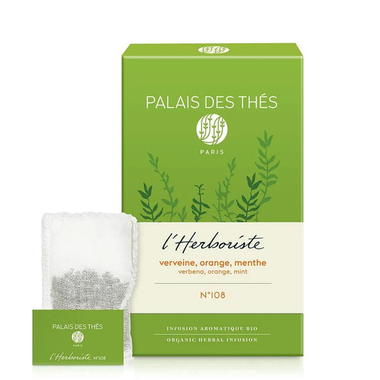 PALAIS DES THÉS - ORGANIC VERBENA ORANGE MINT HERBAL TEA (20 TEA BAGS, L'HERBORISTE N° 108)