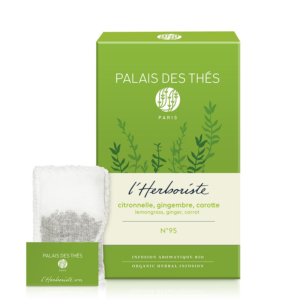 PALAIS DES THÉS - ORGANIC LEMONGRASS GINGER CARROT HERBAL TEA (20 TEAG BAGS, L'HERBORISTE N° 95)